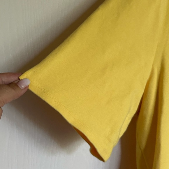 Chico’s Lakota golden yellow cotton spandex blend V-neck elbow sleeve T-shirt XL - Picture 2 of 7